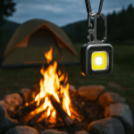 Mini Magnetic COB Keychain Flashlight – 800 Lumens USB Rechargeable Light with 3 Modes, Folding Bracket & Portable Work Lamp